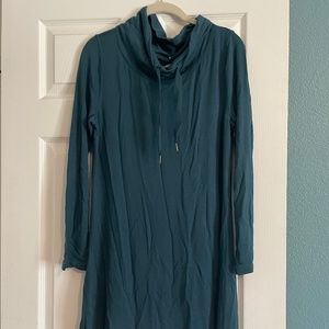 Talbots cowl neck tunic dress teal petite medium NWT